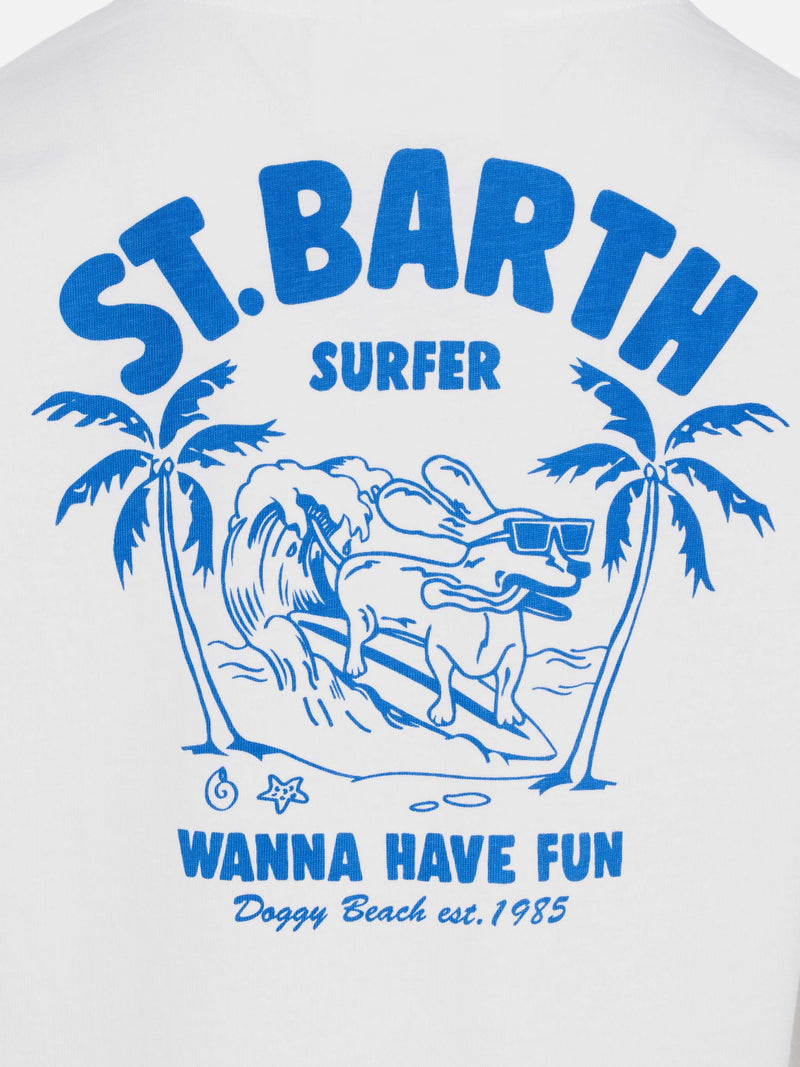 Cotton t-shirt with St. Barth surfer print