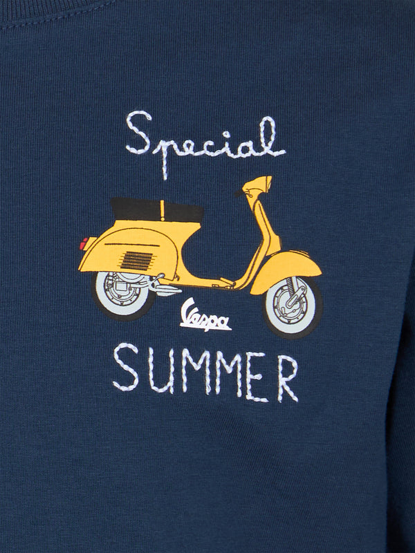 Boy cotton t-shirt with Vespa print and Special Summer embroidery | VESPA SPECIAL EDITION