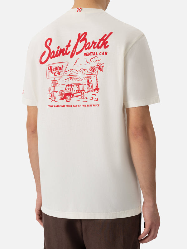 T-shirt Man in cotone organico con stampa Saint Barth Rental Car