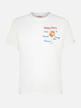 T-shirt da uomo in cotone con ricamo frontale Aperol Spritz | EDIZIONE SPECIALE APEROL