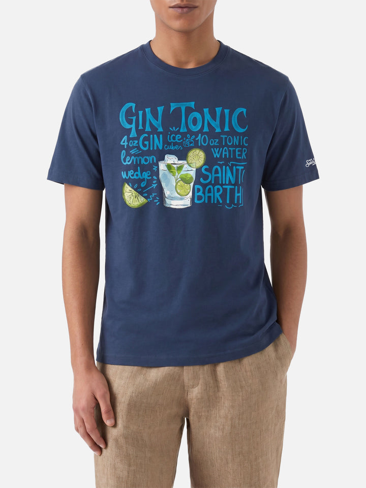 Herren-T-Shirt aus Baumwolle mit Gin Tonic-Aufdruck
