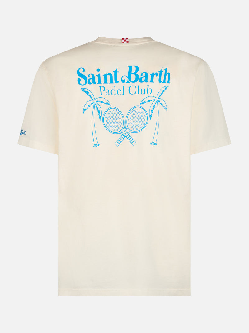 Baumwoll-T-Shirt für Herren mit platziertem St. Barth Padel Club-Aufdruck auf der Vorder- und Rückseite