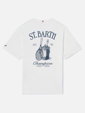 Baumwoll-T-Shirt mit St. Barth Tennis-Print