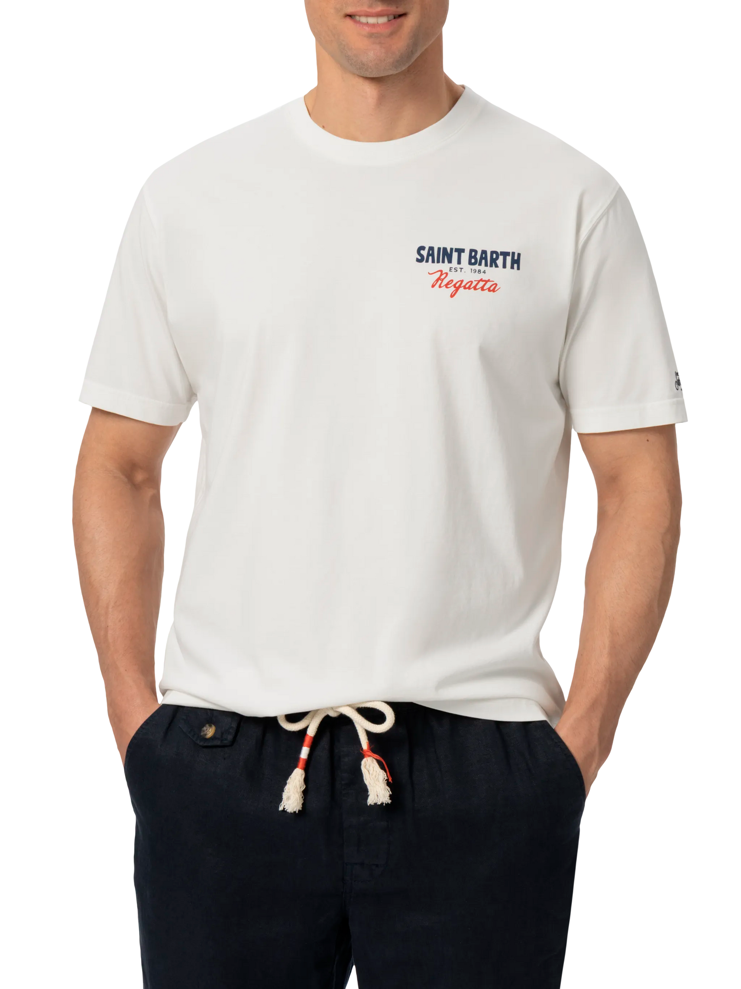 T-shirt Man in cotone organico con stampa Saint Barth Regatta