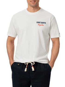 T-shirt Man in cotone organico con stampa Saint Barth Regatta