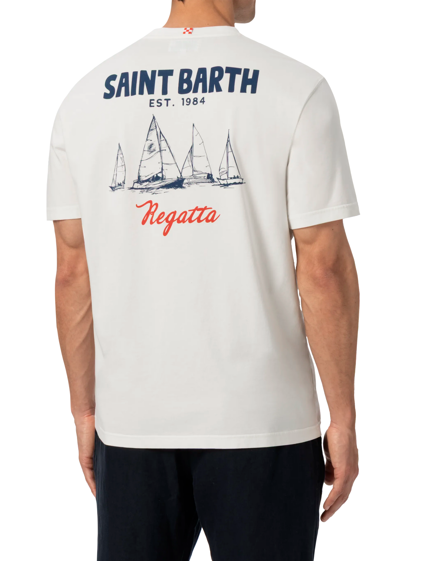 T-shirt Man in cotone organico con stampa Saint Barth Regatta