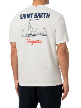 T-shirt Man in cotone organico con stampa Saint Barth Regatta
