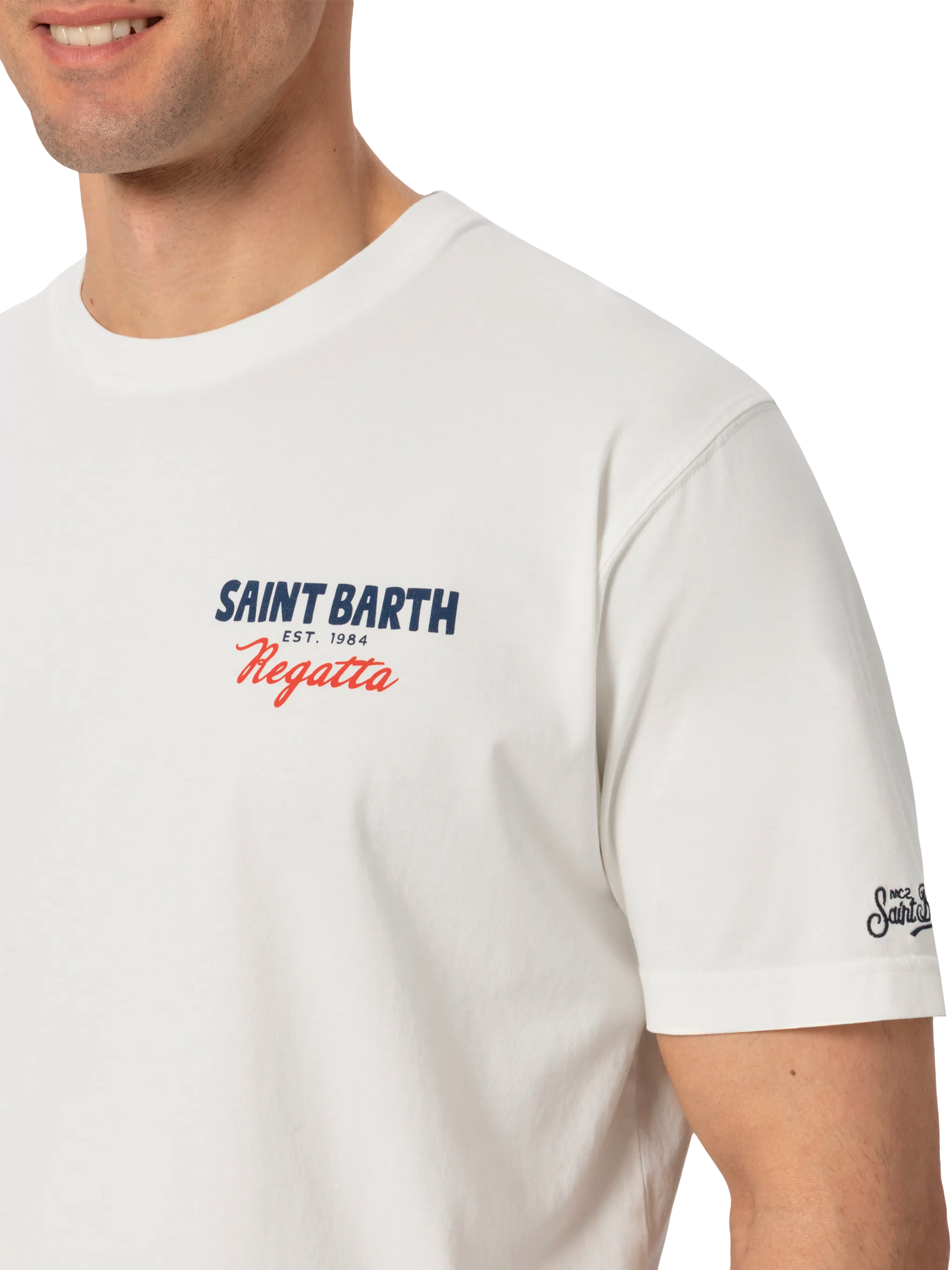 T-shirt Man in cotone organico con stampa Saint Barth Regatta