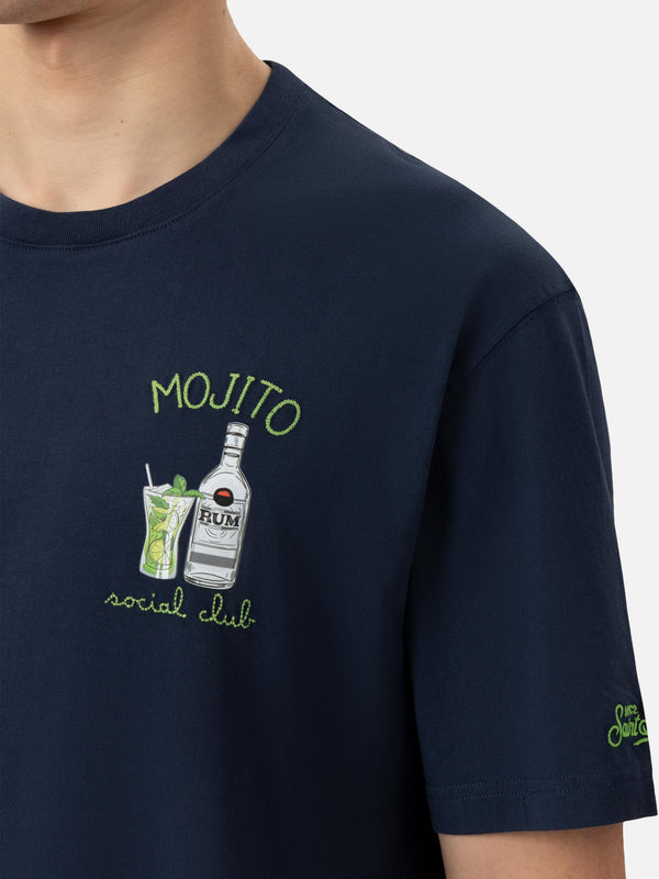 T-shirt Man in cotone organico con ricamo "Mojito, Please!"