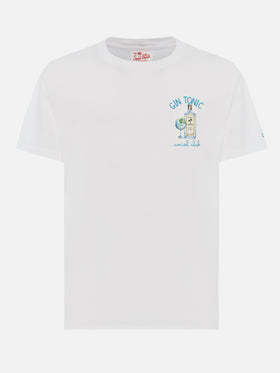 Organic cotton T-shirt with gin tonic social club embroidery