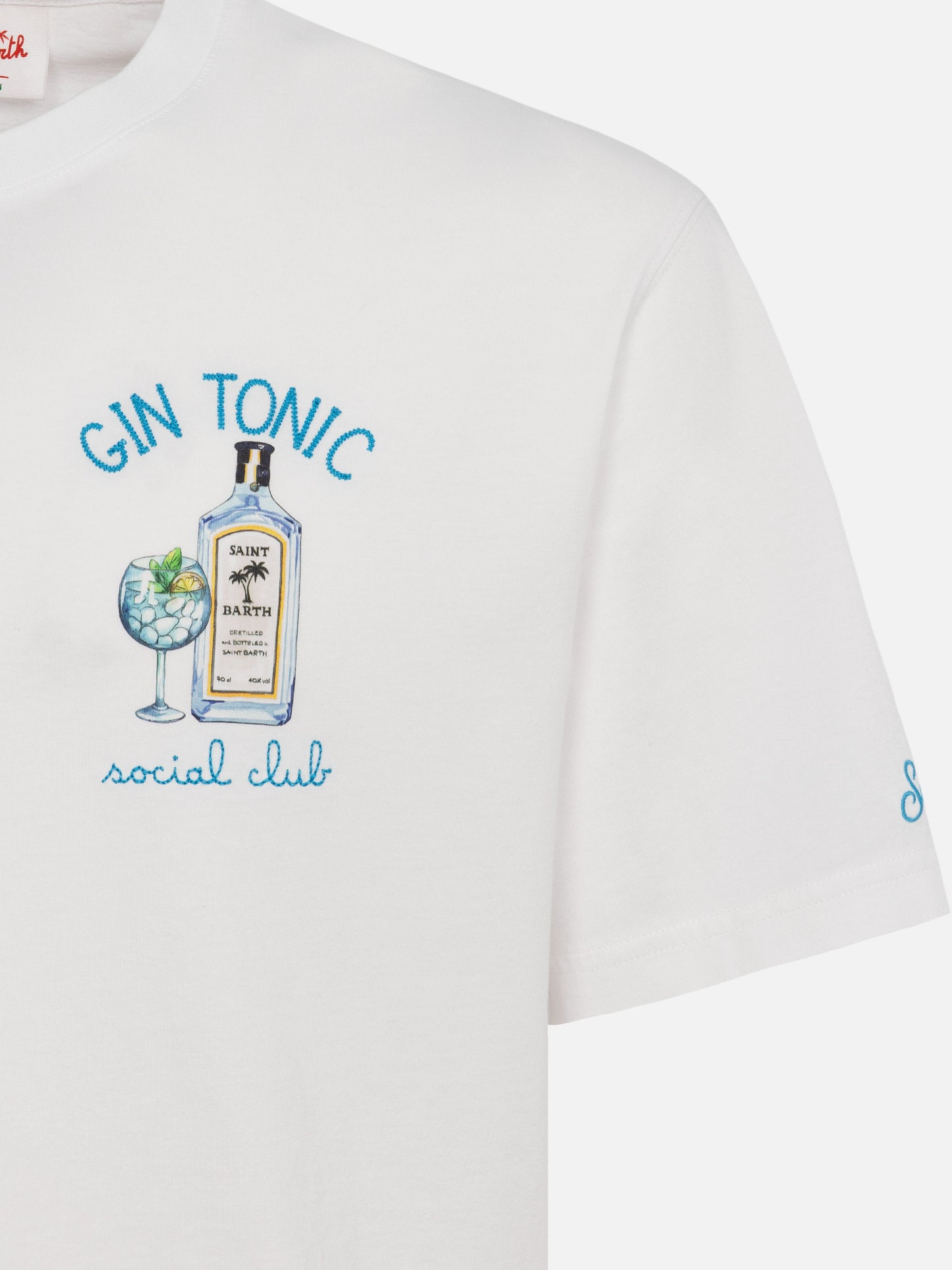 Organic cotton T-shirt with gin tonic social club embroidery
