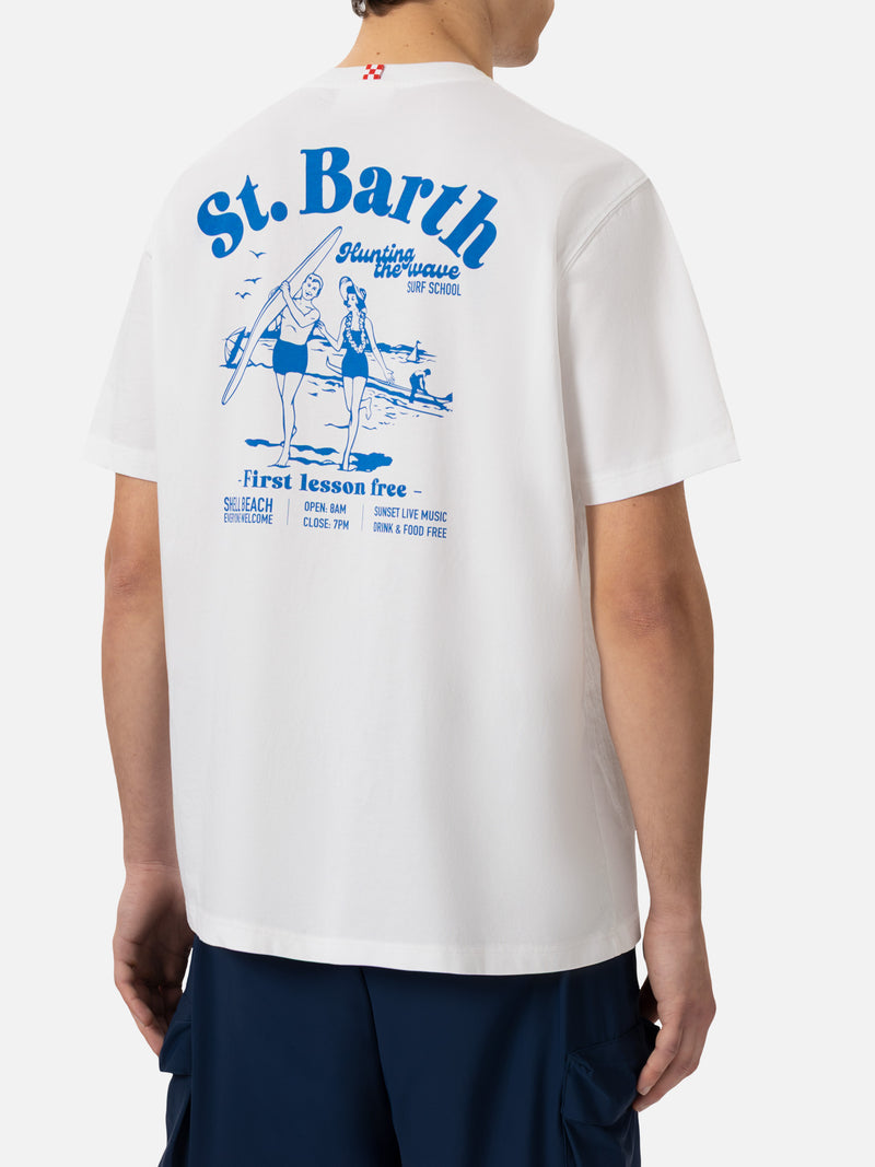 T-shirt Man in cotone offwhite con stampa St. Barth Hunting Wave