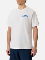 T-shirt Man in cotone offwhite con stampa St. Barth Hunting Wave