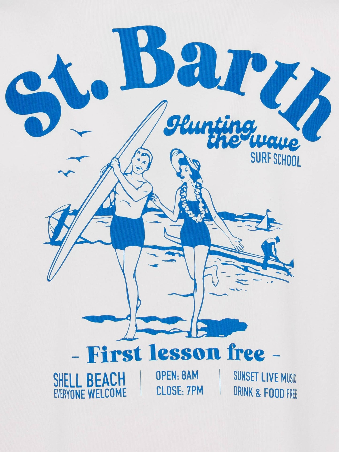 T-shirt Man in cotone offwhite con stampa St. Barth Hunting Wave