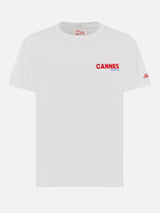 T-shirt Man in cotone organico con stampa cartolina Cannes