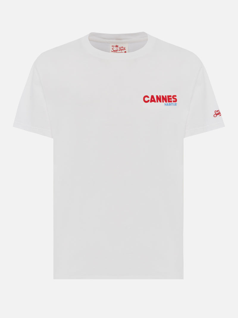 T-shirt Man in cotone organico con stampa cartolina Cannes