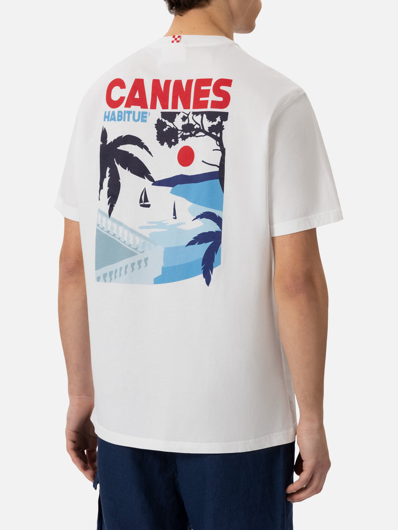 T-shirt Man in cotone organico con stampa cartolina Cannes