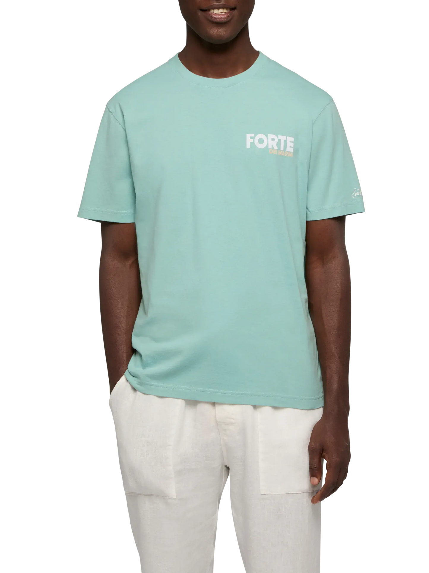 T-shirt Man in cotone con stampa cartolina Forte dei Marmi