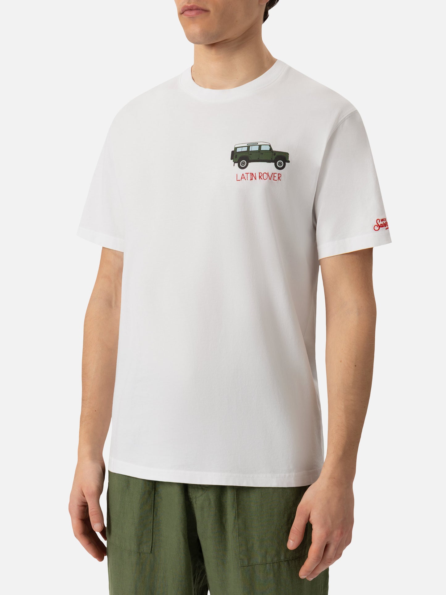 Cotton T-shirt with Latin rover embroidery