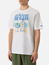 T-shirt Man in cotone con stampa "Let the Summer Be Gin"