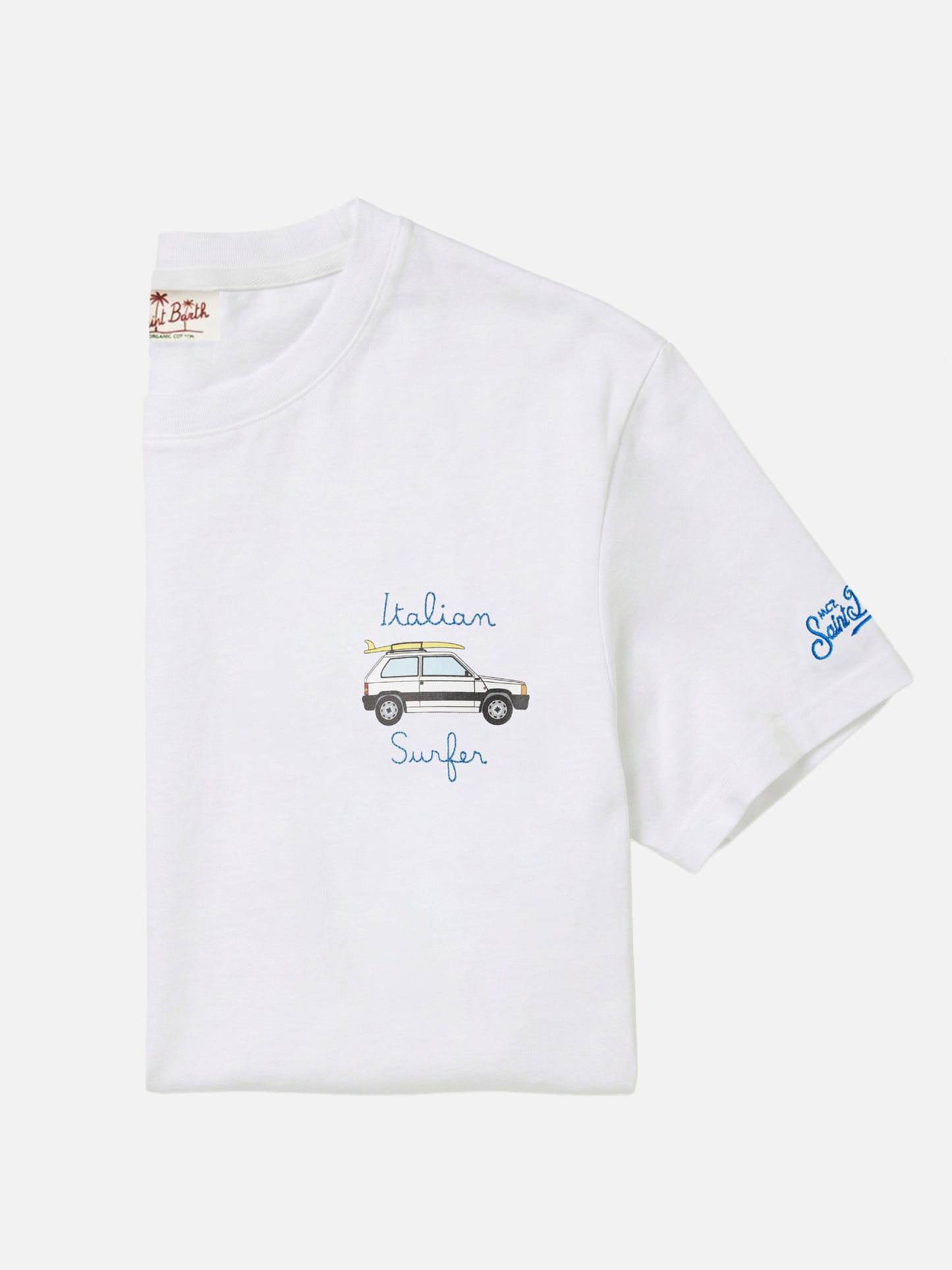 Panda t-shirt with print and surf embroidery in white | Special Edition
