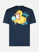 Herren-Baumwoll-T-Shirt mit platziertem Aufdruck „Cryptopuppets Ducky Gin“ auf Vorder- und Rückseite | CRYPTOPUPPET-SONDERAUSGABE