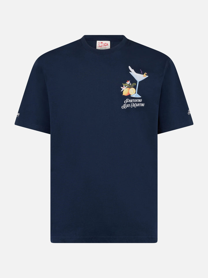 Portofino Bay Martini t-shirt with print in blue | Special Edition