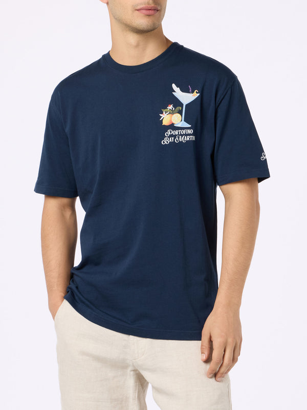 T-shirt uomo in cotone con stampa piazzata Portofino Bay Martini | PORTOFINO DRY GIN EDIZIONE SPECIALE