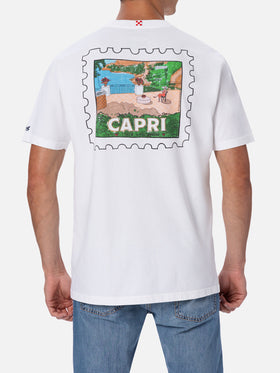 T-shirt uomo in cotone con stampa cartolina capri davanti e dietro | EDIZIONE SPECIALE ALESSANDRO ENRIQUEZ