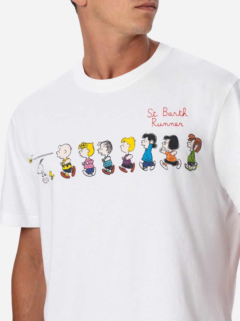 Herren-T-Shirt aus Baumwolle mit Peanuts-Aufdruck und Stickerei| SNOOPY PEANUTS™ SONDEREDITION