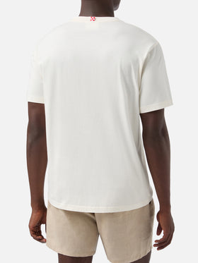 Herren-T-Shirt aus Baumwolle mit platziertem Happy Hour-Aufdruck