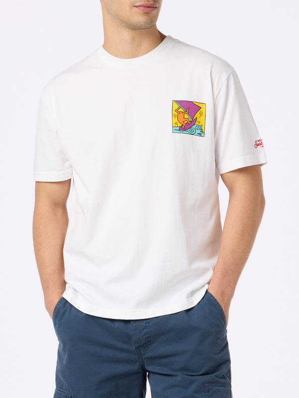 Baumwoll-T-Shirt für Herren mit Aufdruck im Keith-Haring-Design auf der Vorder- und Rückseite | KEITH HARING SONDERAUSGABE