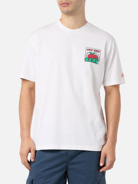 T-shirt da uomo in cotone con stampa fronte e retro del disegno Keith Haring | KEITH HARING EDIZIONE SPECIALE