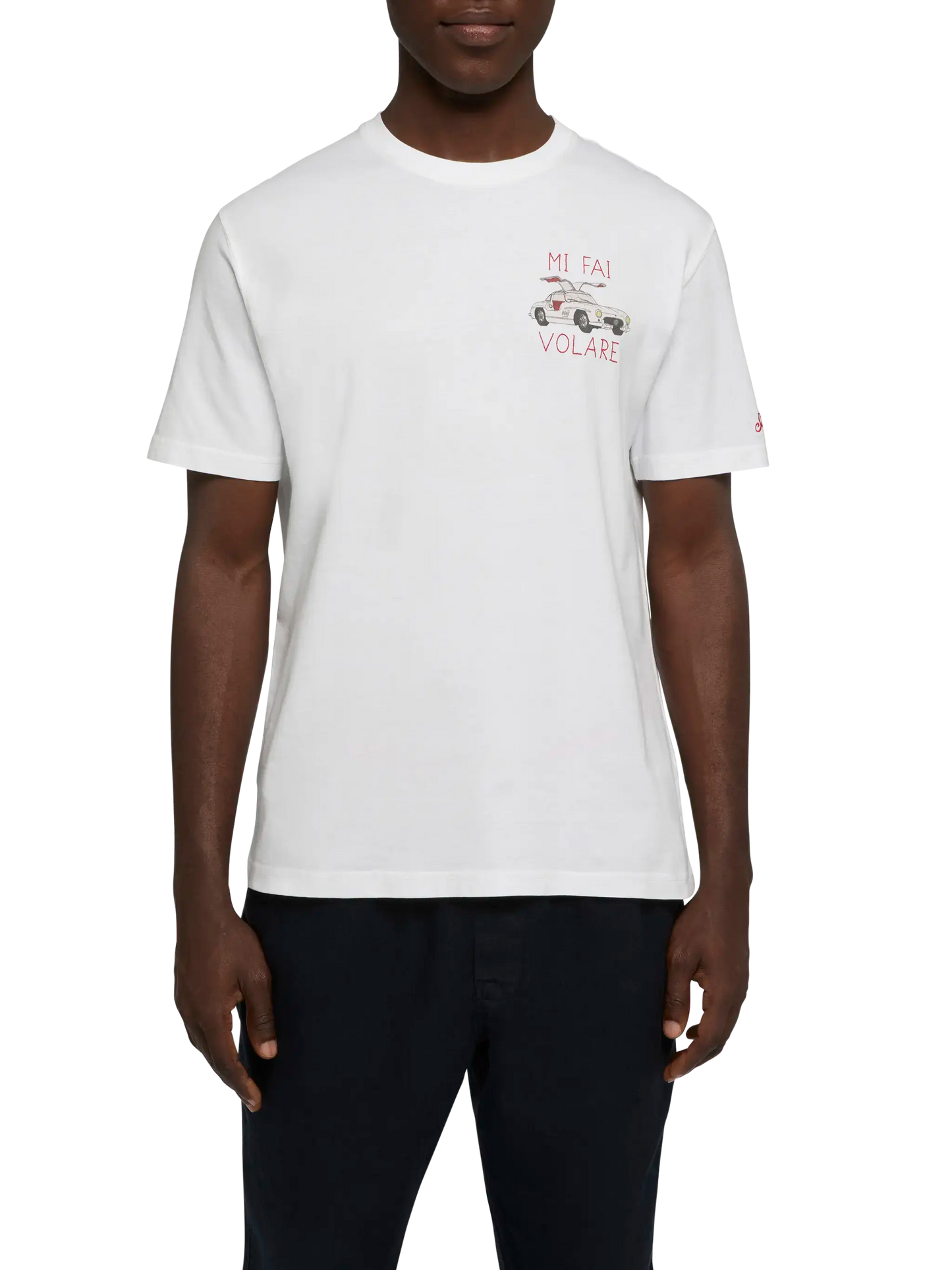 T-shirt Man in cotone con ricamo "Mi fai volare"