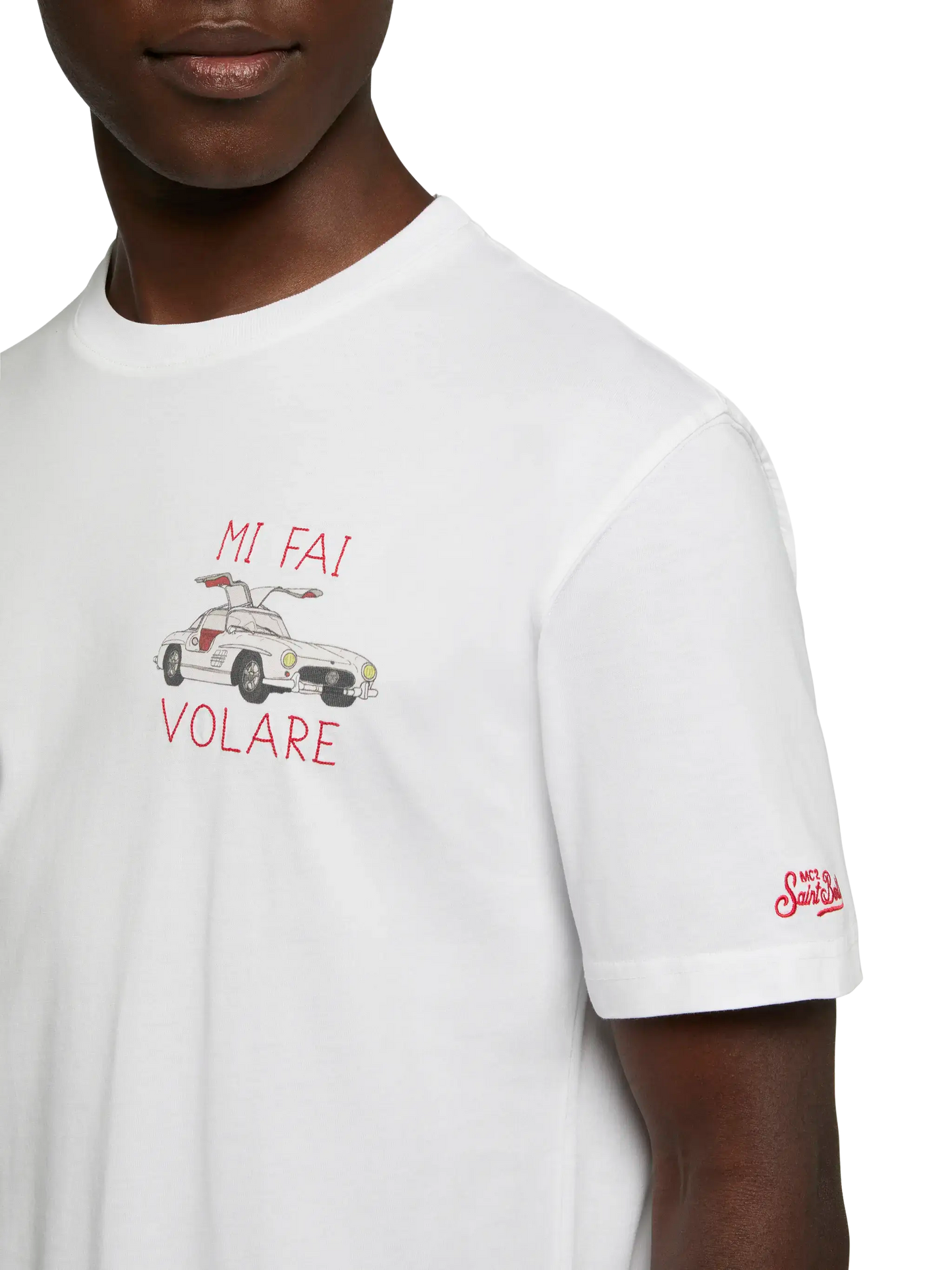 T-shirt Man in cotone con ricamo "Mi fai volare"