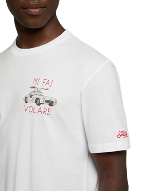 T-shirt Man in cotone con ricamo "Mi fai volare"