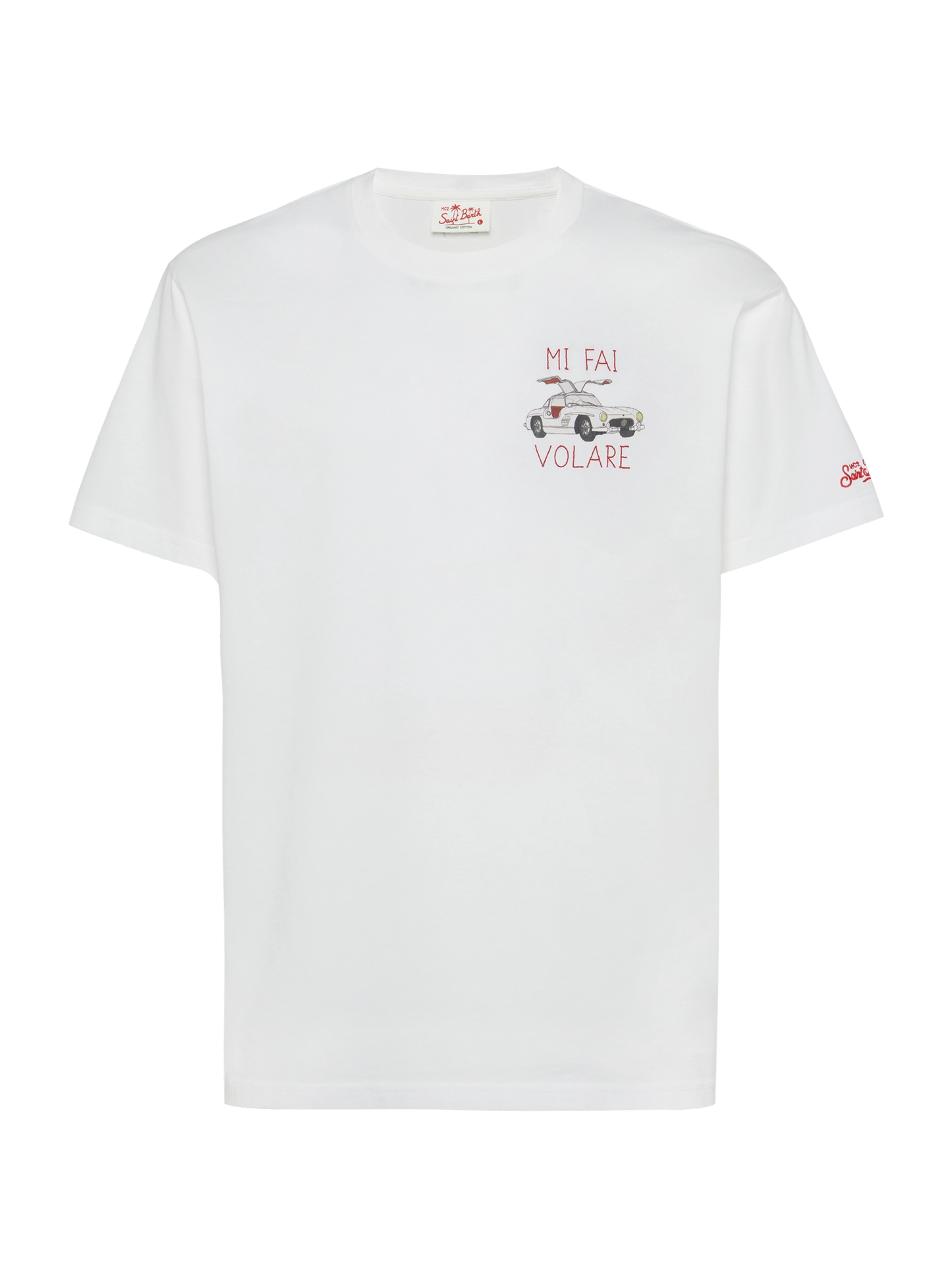 T-shirt Man in cotone con ricamo "Mi fai volare"