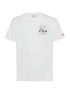 T-shirt Man in cotone con ricamo "Mi fai volare"