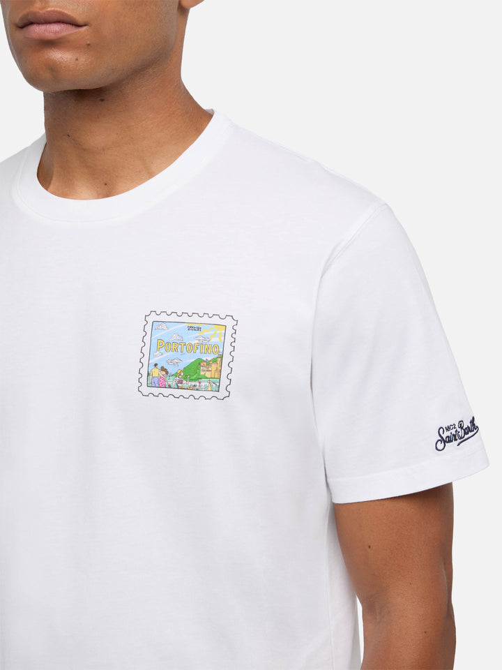 Baumwoll-T-Shirt mit Portofino-Postkartendruck |ALESSANDRO ENRIQUEZ SPECIAL EDITION