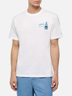 Baumwoll-T-Shirt mit Gente di Mare-Print und -Stickerei | GIN MARE SPECIAL EDITION