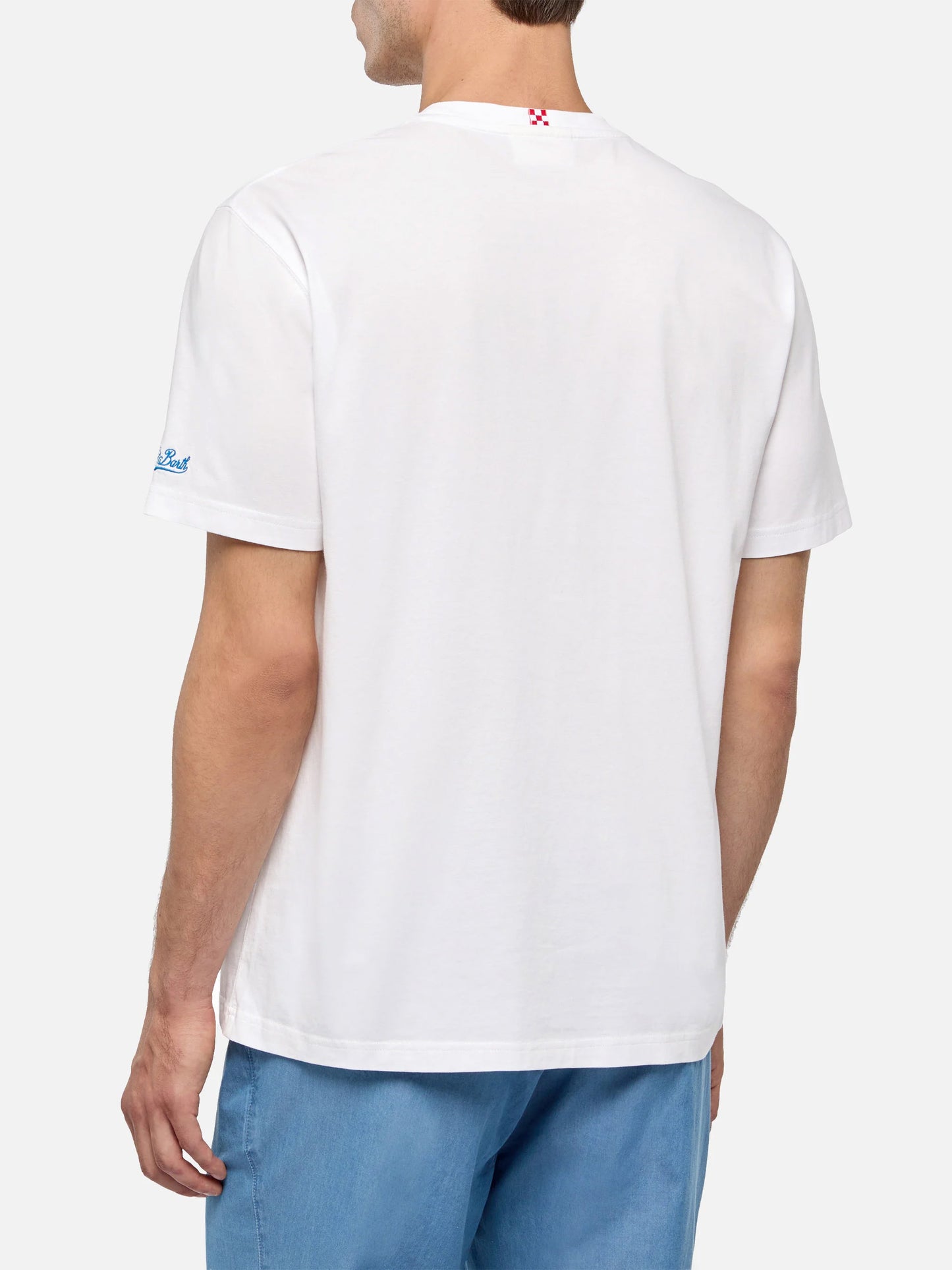 Baumwoll-T-Shirt mit Gente di Mare-Print und -Stickerei | GIN MARE SPECIAL EDITION