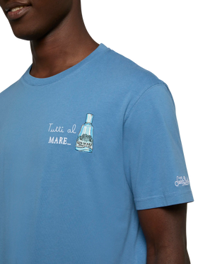 T-shirt Man in cotone con stampa e ricamo "Tutti al Mare" | GIN MARE SPECIAL EDITION