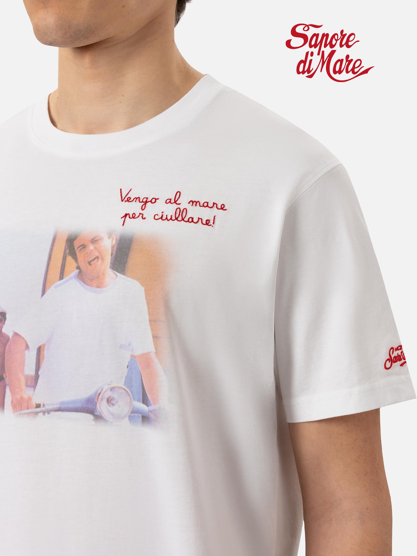 T-shirt Man in cotone con ricamo Vado al Mare per... | SAPORE DI MARE SPECIAL EDITION