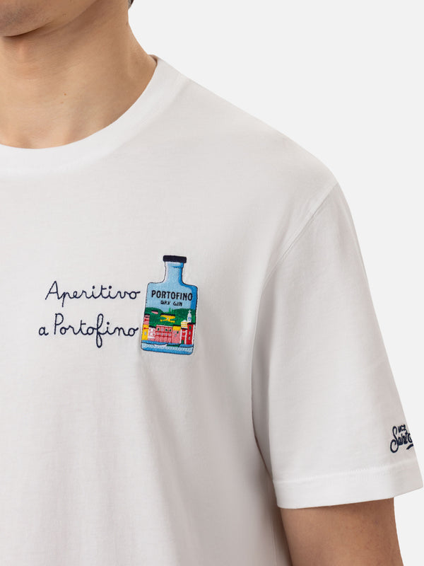 T-shirt Man in cotone con ricamo "Aperitivo a Portofino" | PORTOFINO DRY GIN SPECIAL EDITION