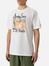 T-shirt Man in cotone con stampa "Après Sun in St. Barth"