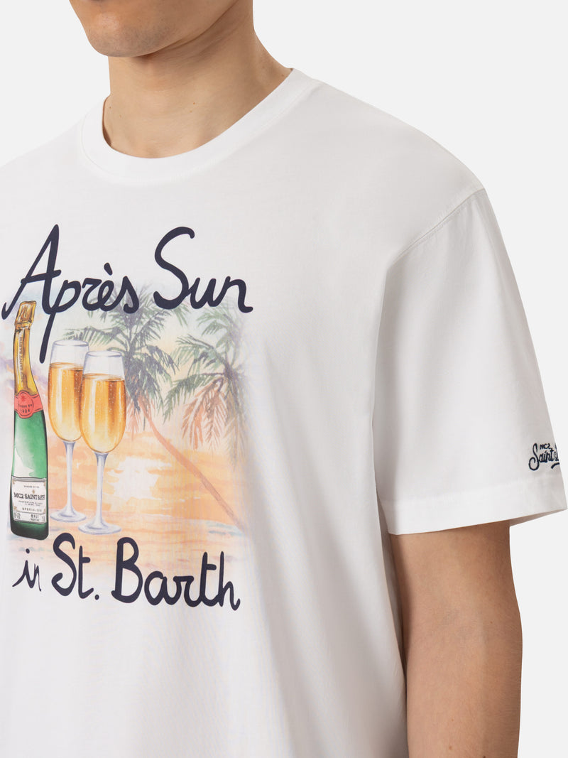 T-shirt Man in cotone con stampa "Après Sun in St. Barth"