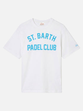 Weißes Herren-T-Shirt aus Baumwolle mit St. Barth Padel Club-Aufdruck