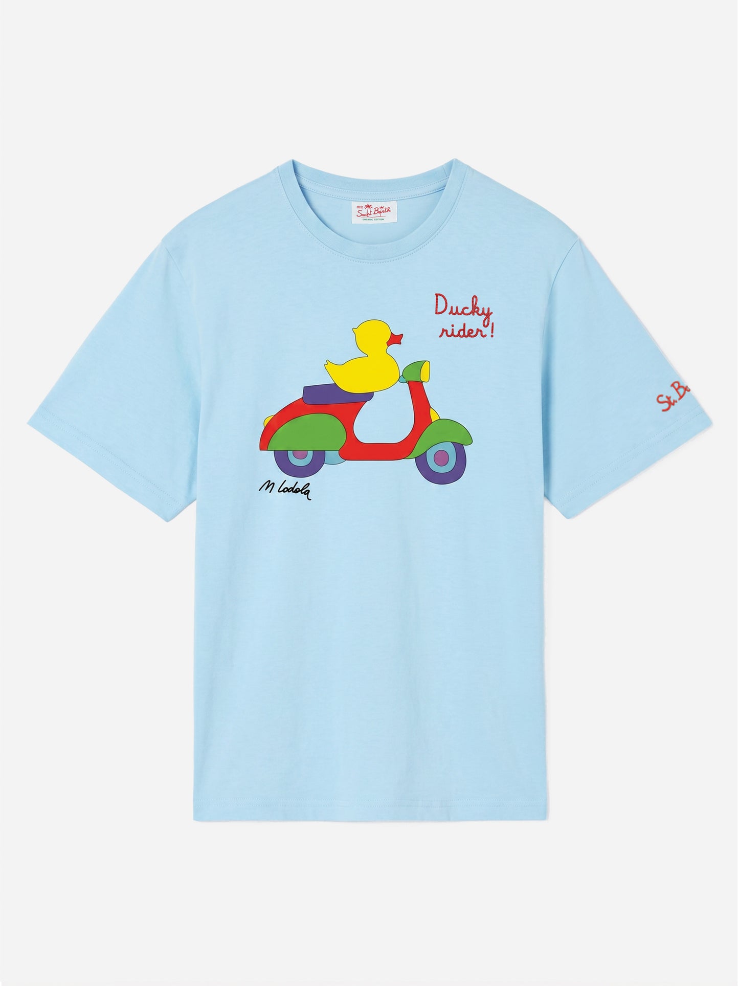 T-shirt Man azzurro con stampa paperella scooter | Special Edition