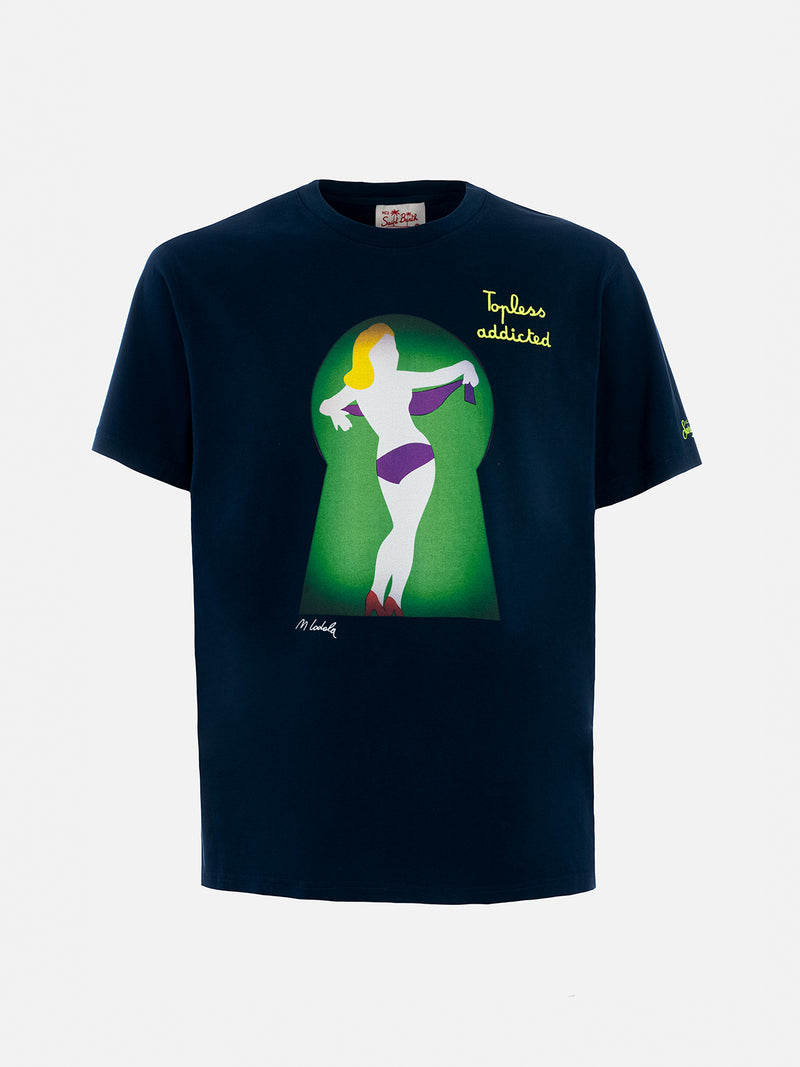 Man cotton t-shirt with Lodola placed print and embroidery | MARCO LODOLA SPECIAL EDITION