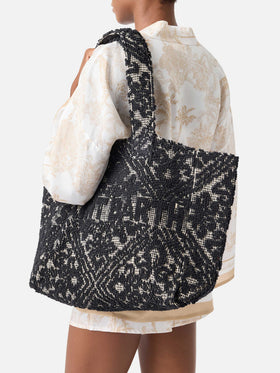 Black Tufting  cotton tote bag